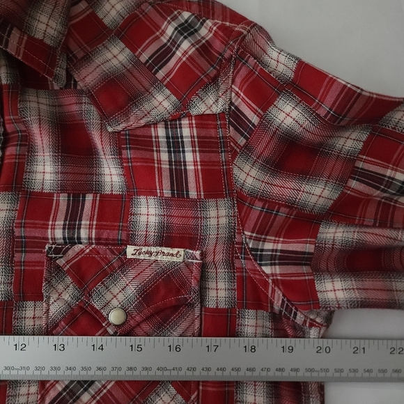 Lucky Brand Dungarees Western Pearl Snap Plaid Patchwork Shirt - Picture 7 of 9